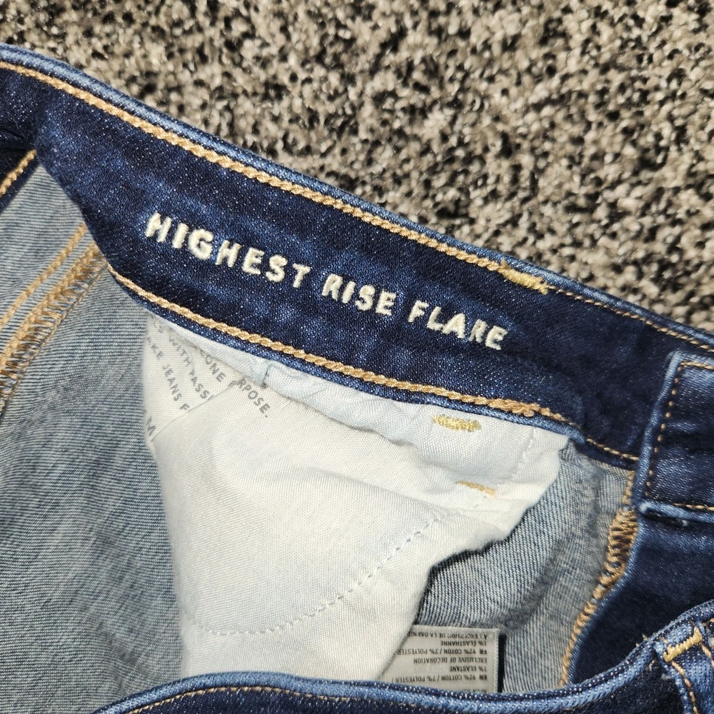 American Eagle Highest Rise Flare Jeans Super Stretch Darkwash Women's 16 Long - Picture 4 of 8